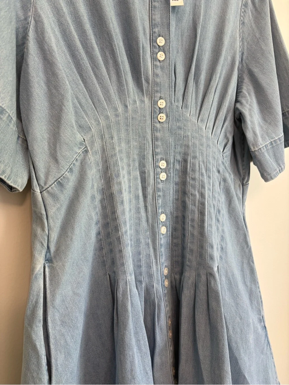 Banana Republic Indigo Light Blue Denim Chambray Pintuck Shirt Dress Size M NWT - Picture 9 of 14